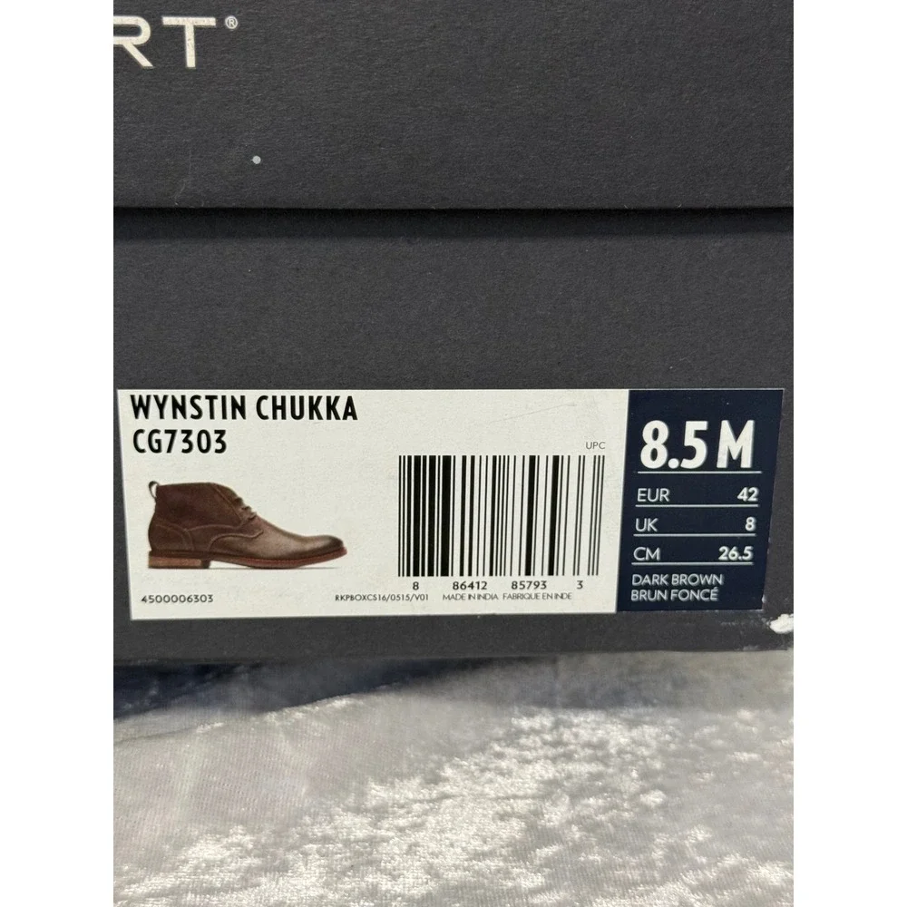Rockport Leather Wynstin Chukka Mens Boots Dark Brown Leather CG7303 Size 8.5 M